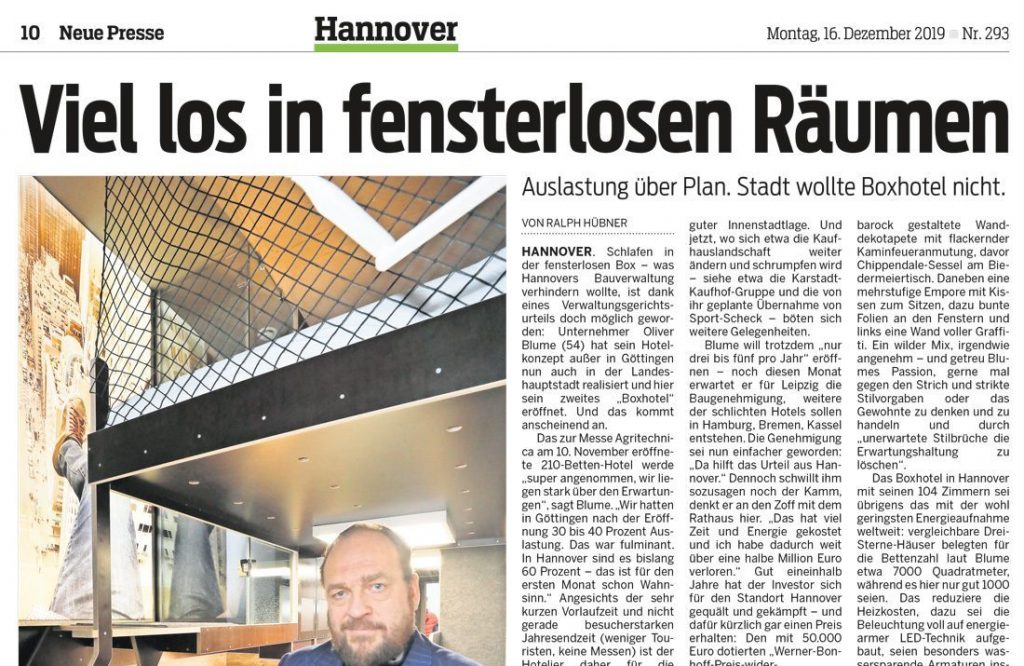 Zeitungsartikel über das Hotel